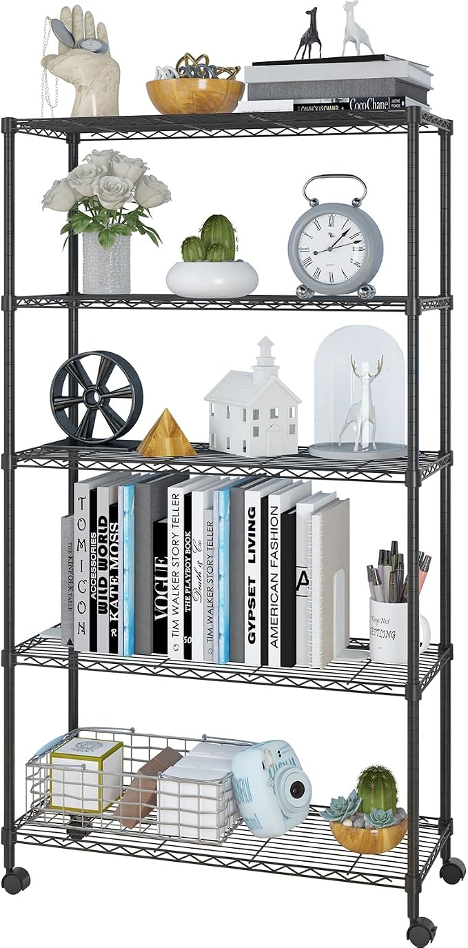 5 Tier Storage Racks Shelving, Heavy Steel Pantry Shelves, Adjustable Wire by Unknown