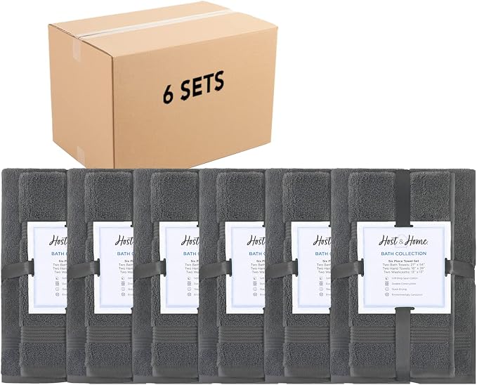 Arkwright 100% Cotton Luxury 36 Piece Bath Towel Sets Bulk by Arkwright
