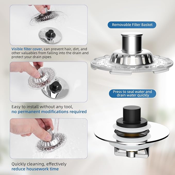 Metal 2 Pack Bathtub Drain Stopper - Image 6