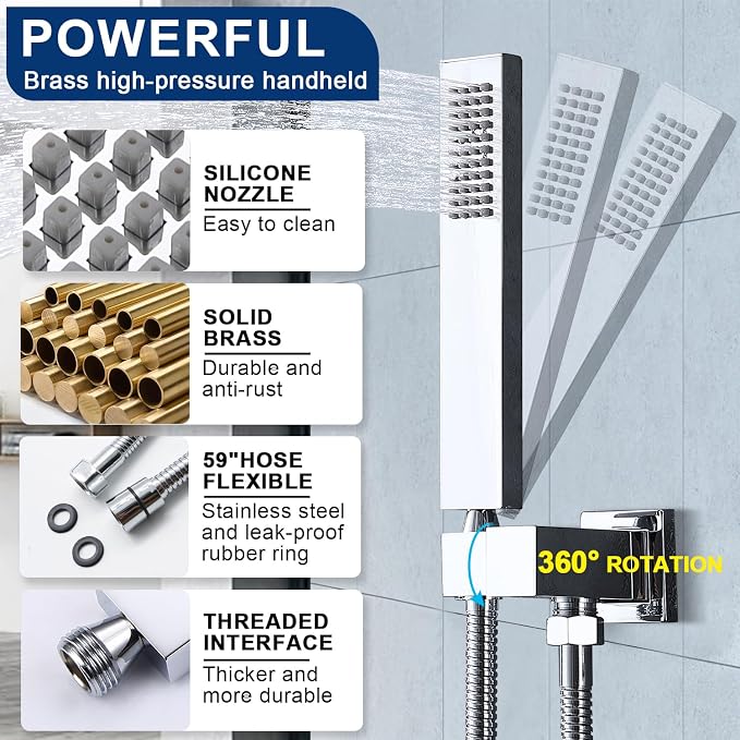Multi Full Body Thermostatic Luxury Spa Shower System And 14x20 Inch LED 4 - Image 5