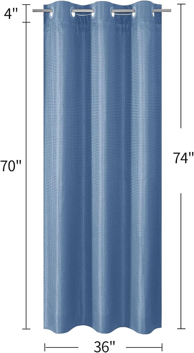 MitoVilla Blue Waffle Small Stall Shower Curtain Liner Set 36 x 74, No Hooks - Image 2