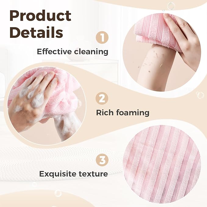 Exfoliating Shower Towel, 2026 Upgraded Exfoliating Washcloth, Body Back - Image 3