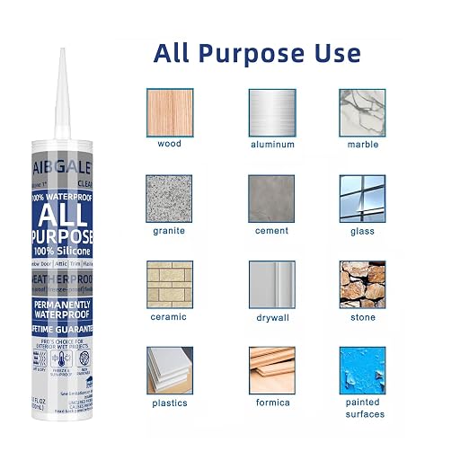 12 Pack of Clear Silicone Sealant, All-Purpose 100% Waterproof Silicone Caulk - Image 3