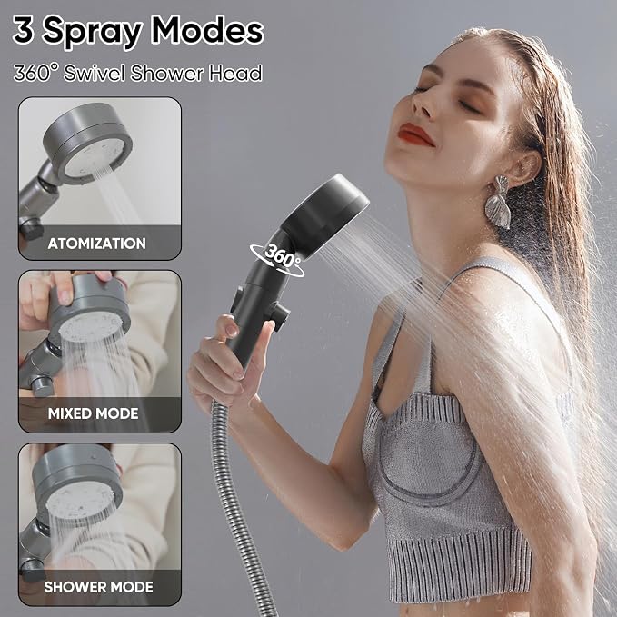 Ion Drops Filtered Shower Head for Hard Water, High Pressure Handheld - Image 5