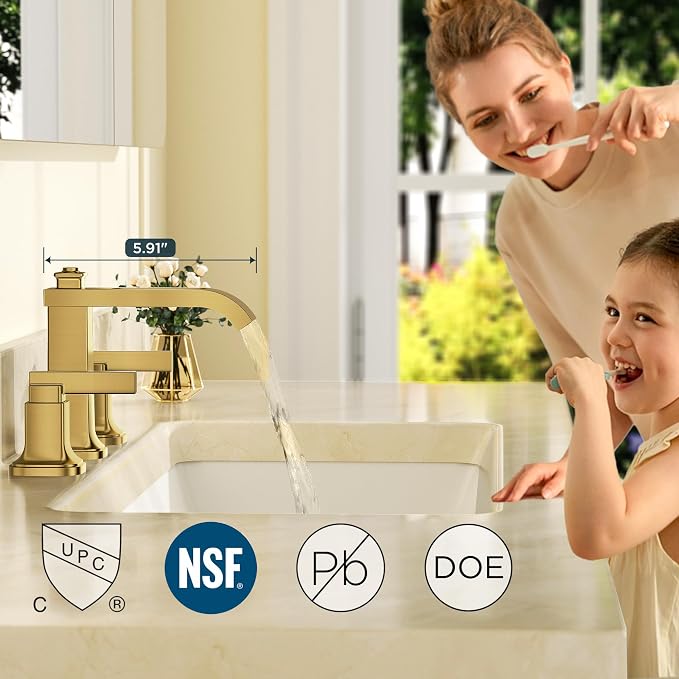 FORIOUS 3 Hole Gold Sink Bathroom Faucet - Image 3