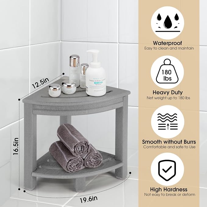 HDPE Corner Shower Stool, Shower Bench Seat - Image 3