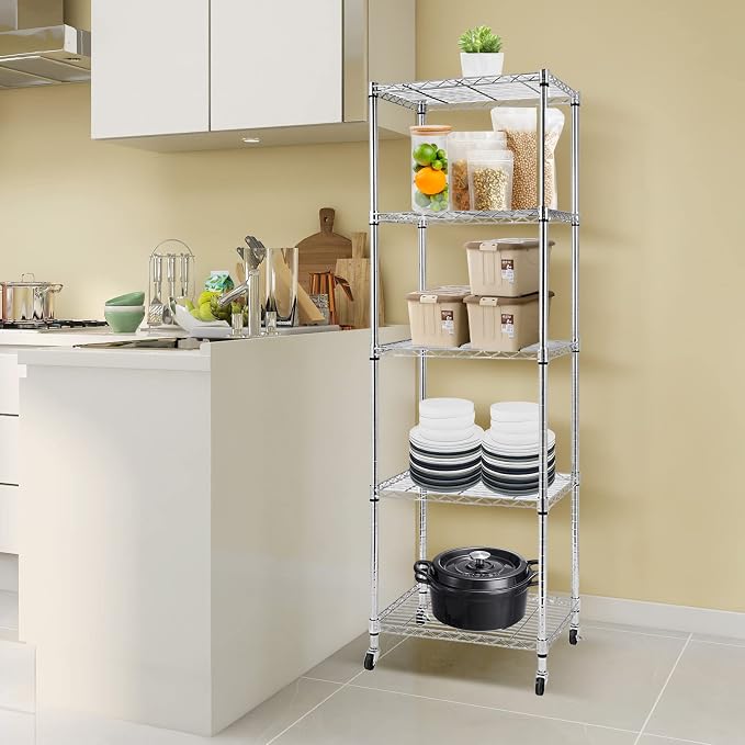 BNSPLY 5 Tier Narrow Wire Shelving Unit - Image 2