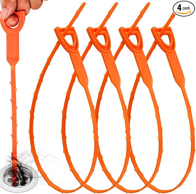 Drain Snake Drain Clog Remover Tool 4 Pack 20 Inch Flexible Hair Removal by AsonTao