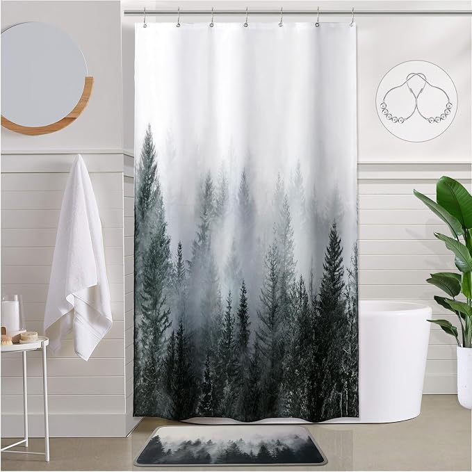 ORTIGIA 36x72 Misty Forest Stall Shower Curtain by ORTIGIA