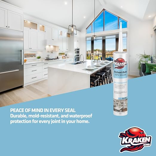 Kraken Bond Premium Kitchen and Bathroom Silicone Caulk Clear - Image 6