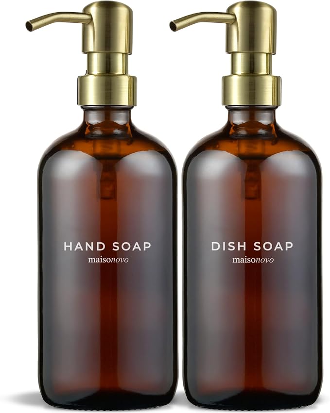 MaisoNovo Soap Dispenser 2-Piece Set | 16.9oz Amber Bottles by MaisoNovo-TheArtofSustainableLiving