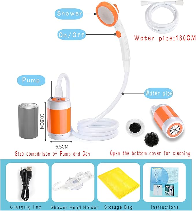 Iron Hammer Portable Shower Electric Shower Camping Shower Built-in 5000mAh - Image 3