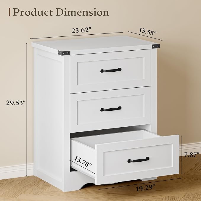 3-Drawer Dresser for Bedroom, Small Wooden Chest of Drawers - Image 2