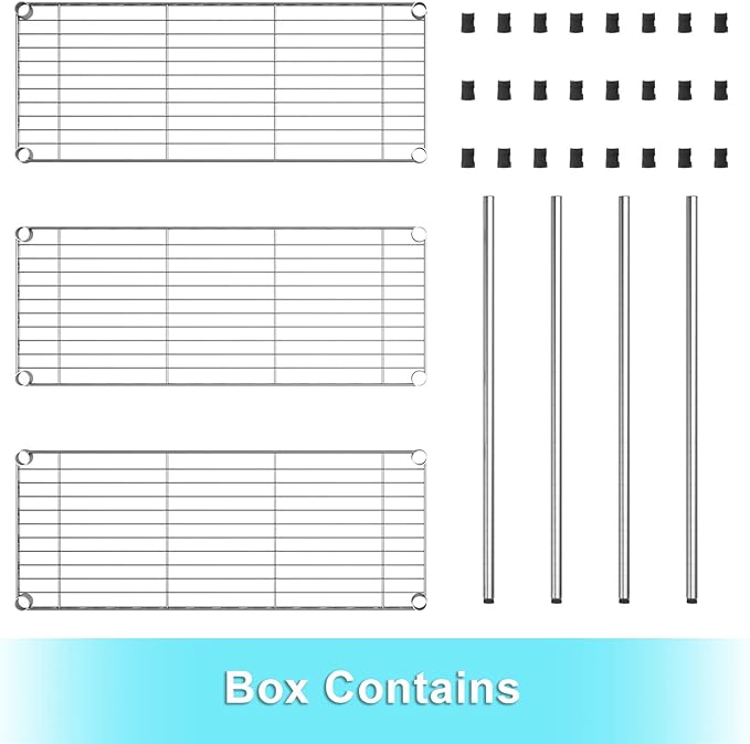 Auslar 3-Shelf Storage Wire Shelves Heavy Duty 3 Tiers Standing Shelving Units - Image 7