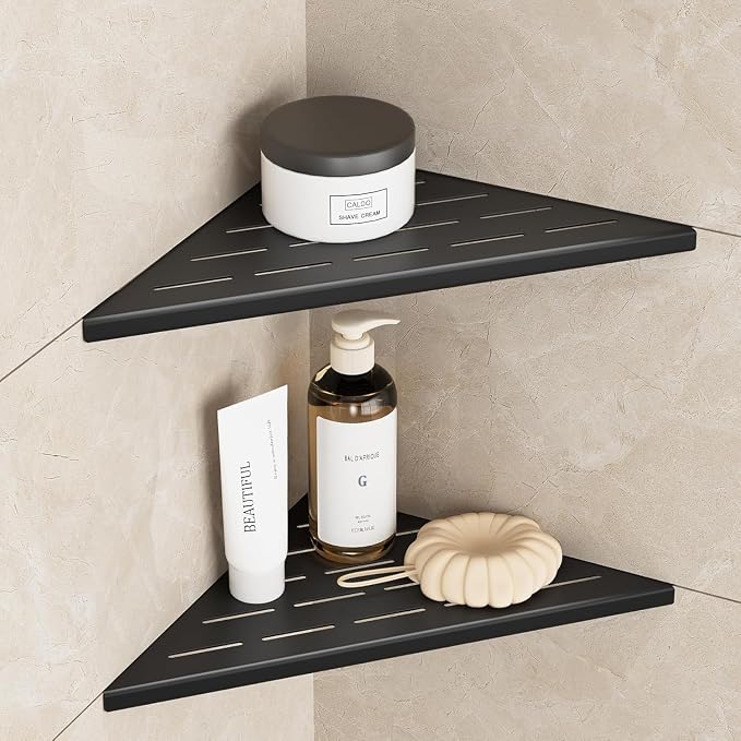 Neodrain 10 in Matte Black Corner Wall Shelf Set of 2, Floating Corner Shelves by Neodrain