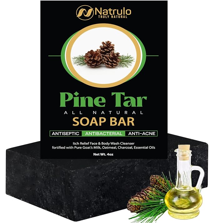 All Natural Pine Tar Soap Bar 4oz – Cleansing Anti Acne Eczema Psoriasis Itch by Natrulo