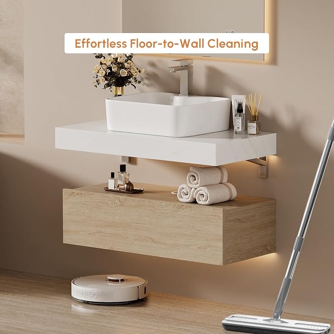 35.4" Floating Bathroom Vanity Wall-Mounted Storage Cabinet Single Piece Set - Image 7