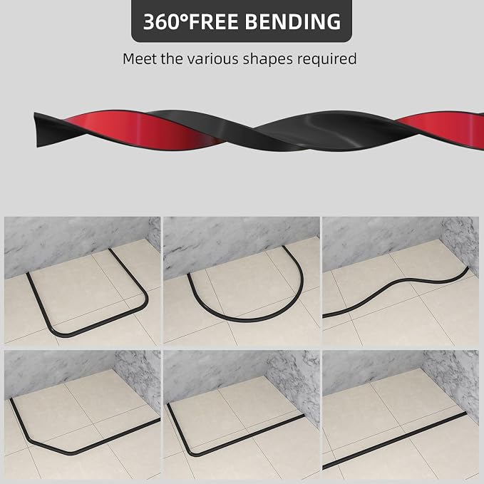 98Inch Collapsible Shower Threshold Water Dam Barrier, Self Adhesive Silicone - Image 5