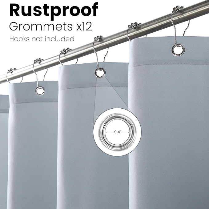 Grey Shower Curtain, Modern Waterproof Bathroom Curtains - Image 4