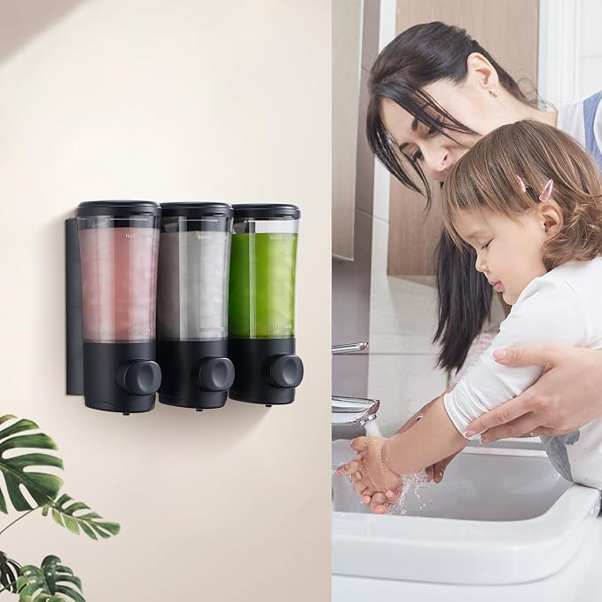 Shampoo and Conditioner Dispenser No Drill Shower Soap Dispenser Wall Mounted - Image 5