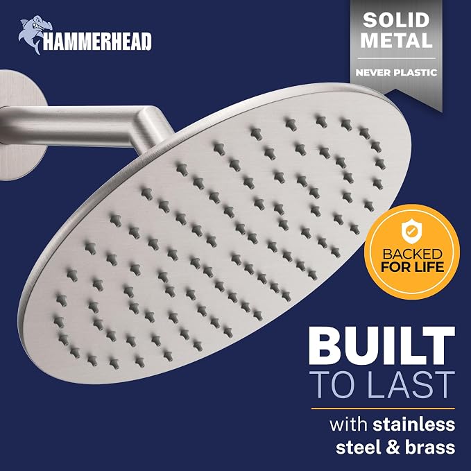 HammerHead Showers Solid Metal Round 8 Inch Rainfall Shower Head, High Flow - Image 2