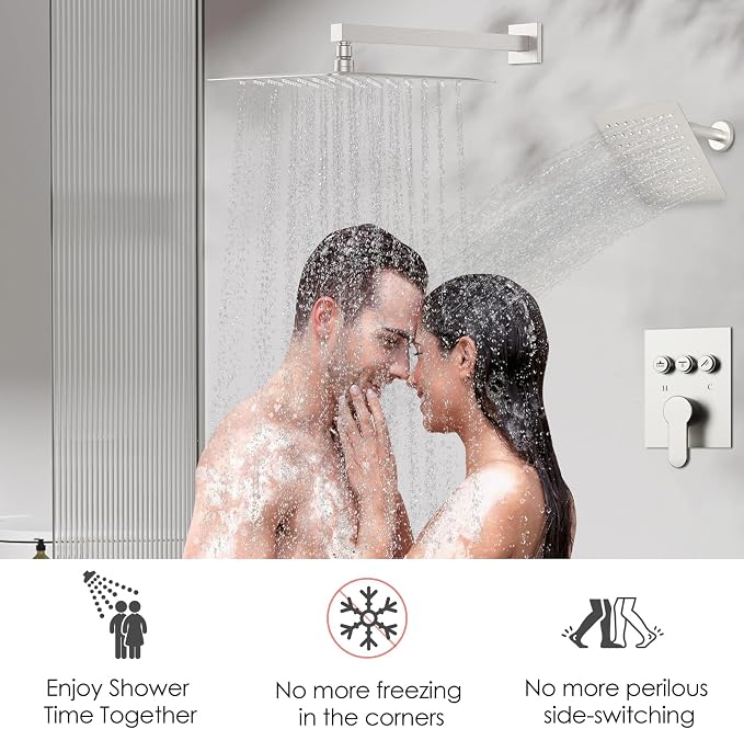 Shower System Dual Head，STARBATH 12+6" Rainfall Shower Head and Handheld Spray - Image 6