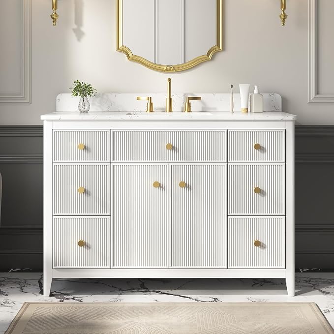 48 Inch Bathroom Vanity with Sink, Undermount Single Sink Vanity with by DELUXELIVING