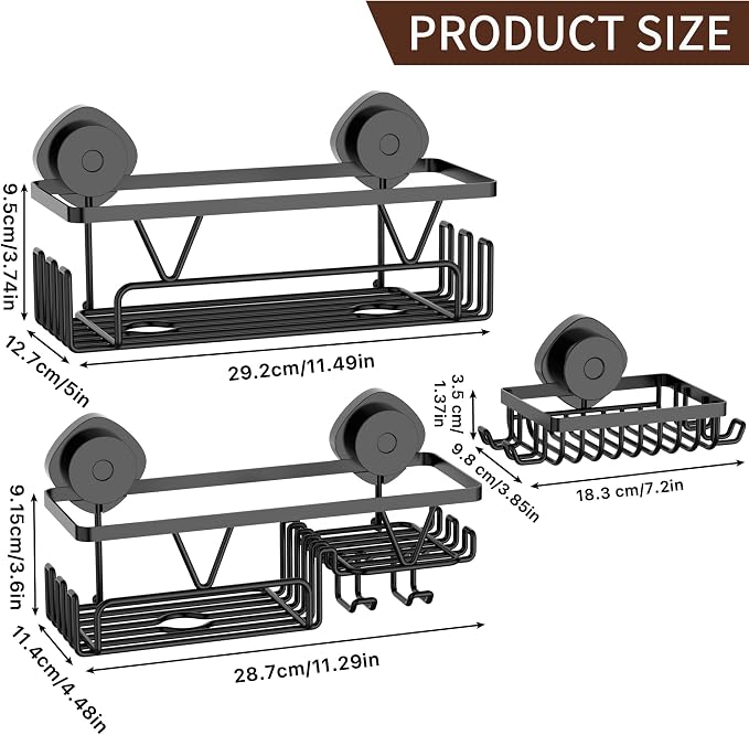 KEGII Shower Caddy Suction Cup, 3 Pack Removable Shower Shelves - Image 7