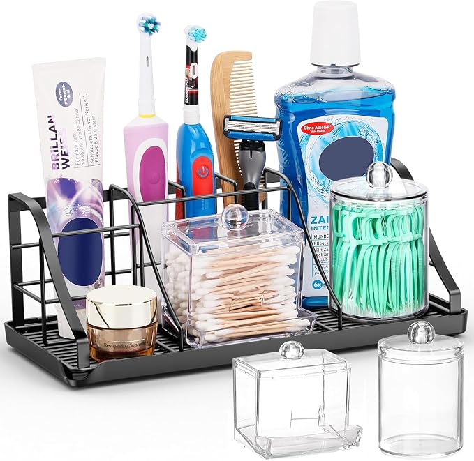 Toothbrush Holders Set with 2 Pack Qtip Holder Dispenser, Kids Electric by Chintu