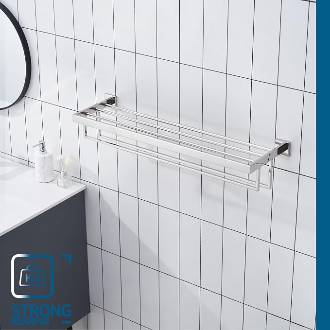 KOKOSIRI 32'' Bathroom Towel Shelf Chrome Towel Rack - Image 7