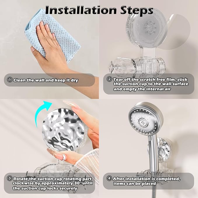 Inchant Suction Cup Shower Head Holder Universal ABS Suction Cup Shower Head - Image 3