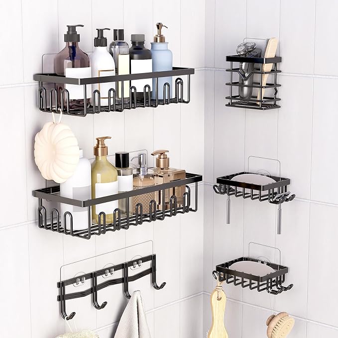 4 Pack Shower Shelf Adhesive Replacement, No Drilling Transparent Adhesive - Image 7