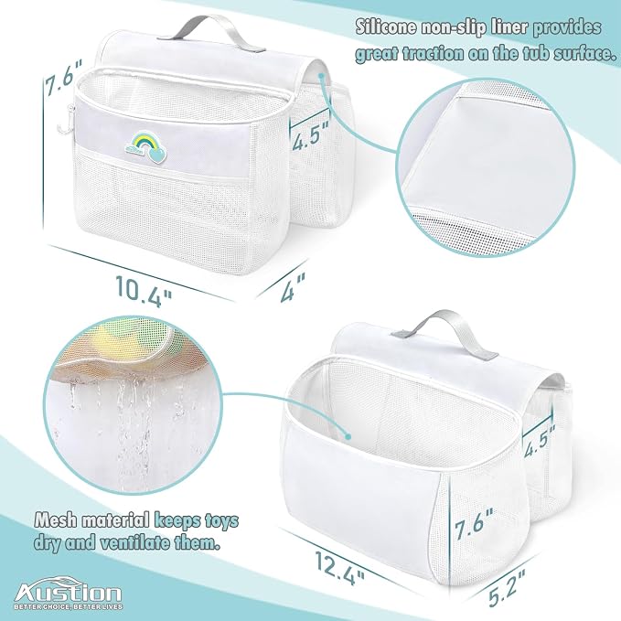 Saddle shape 2 Compartments Bath Toy Organizer, Easy Access - Image 2