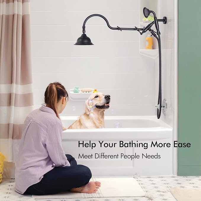 Bagnolux Solid Brass 6" High Pressure Black Rain Shower Head - Image 2