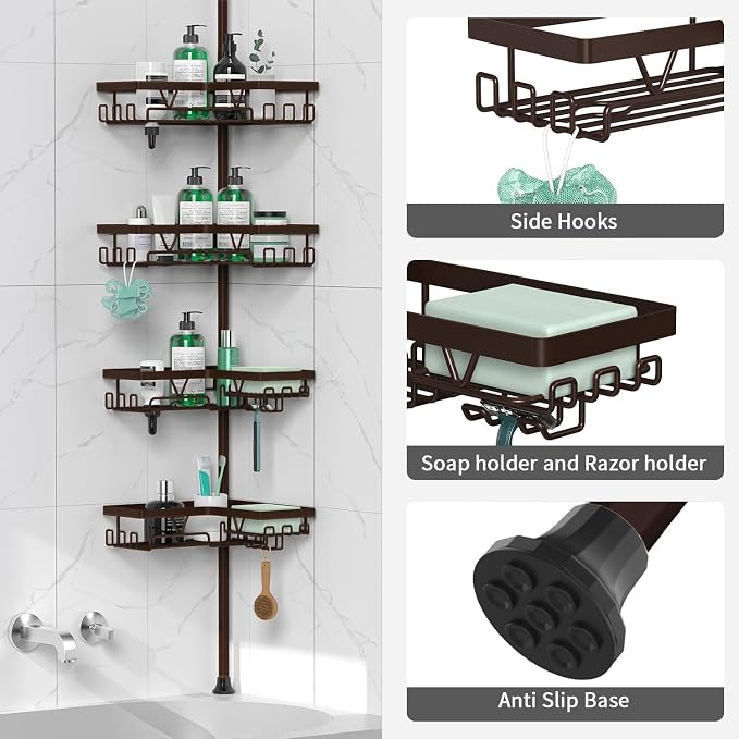 Corner Shower Caddy Tension Pole - Image 5