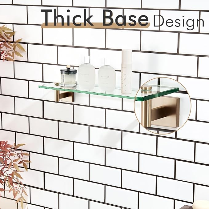KOKOSIRI Wall Shelves Bathroom Hardware Tempered Glass Floating Shelf Hanging - Image 9