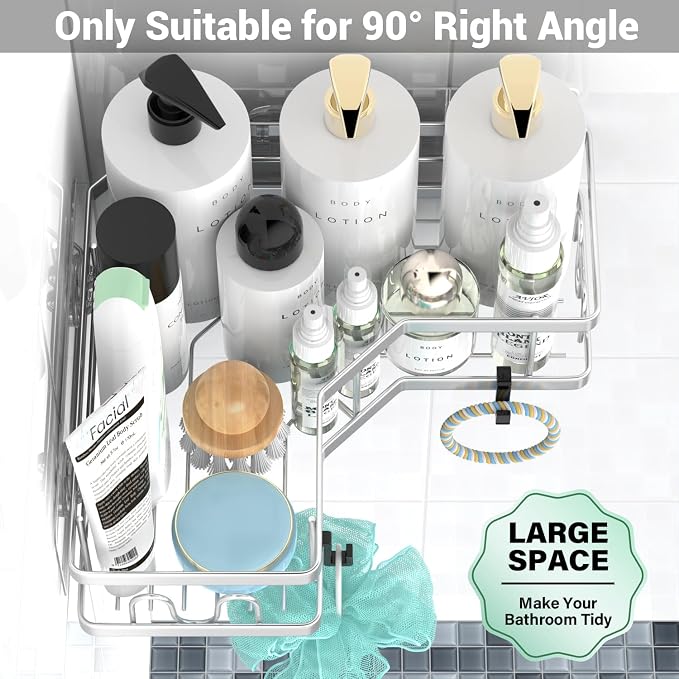 Corner Shower Caddy Bathroom Organizer: Adhesive Shower Rack Bathtub Shelves - Image 2