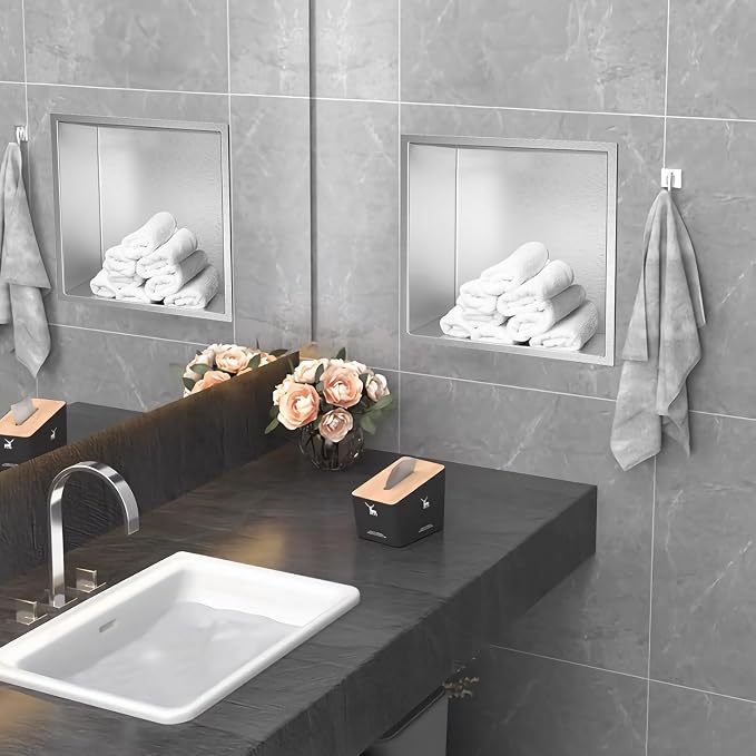 Shower Niche, Stainless Steel Elegant Bathroom Niche, No Tile Needed Recessed - Image 2