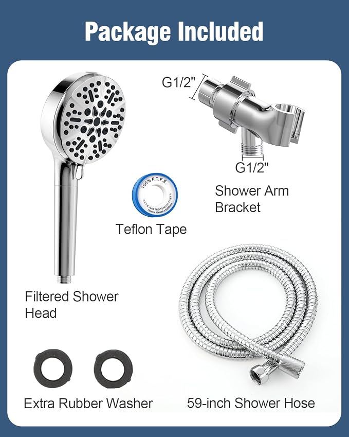 Filtered Shower Head with Handheld, BOWGER 6 Modes High Pressure Shower Heads - Image 8