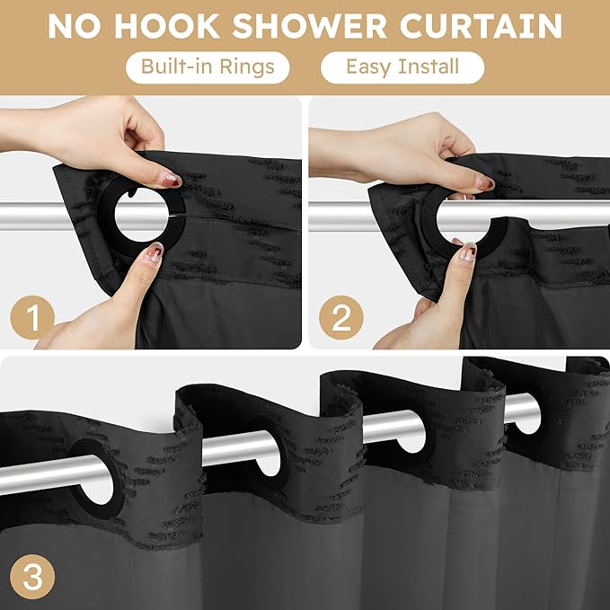 No Hook Shower Curtain and Liner Set - Image 2