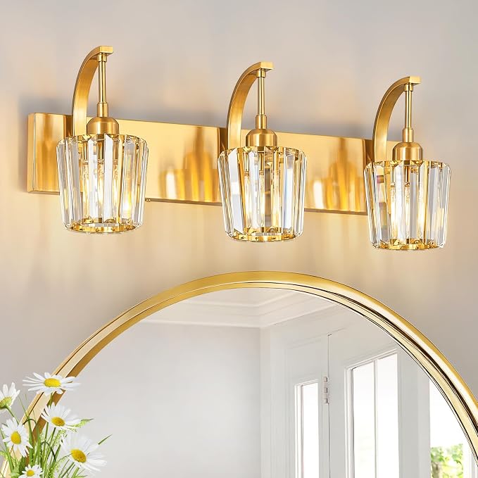 Modern Bathroom Vanity Light, 3-Light Gold Wall Sconce by FDPBY