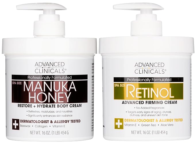 Advanced Clinicals Unscented Retinol Body Lotion & Face Moisturizer + Manuka by AdvancedClinicals