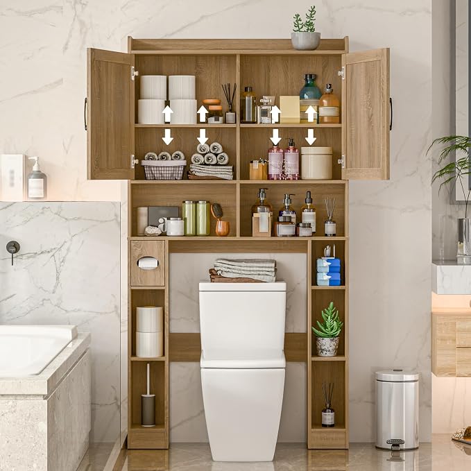 Over The Toilet Storage Cabinet, Farmhouse Toilet Cabinet Rack - Image 4