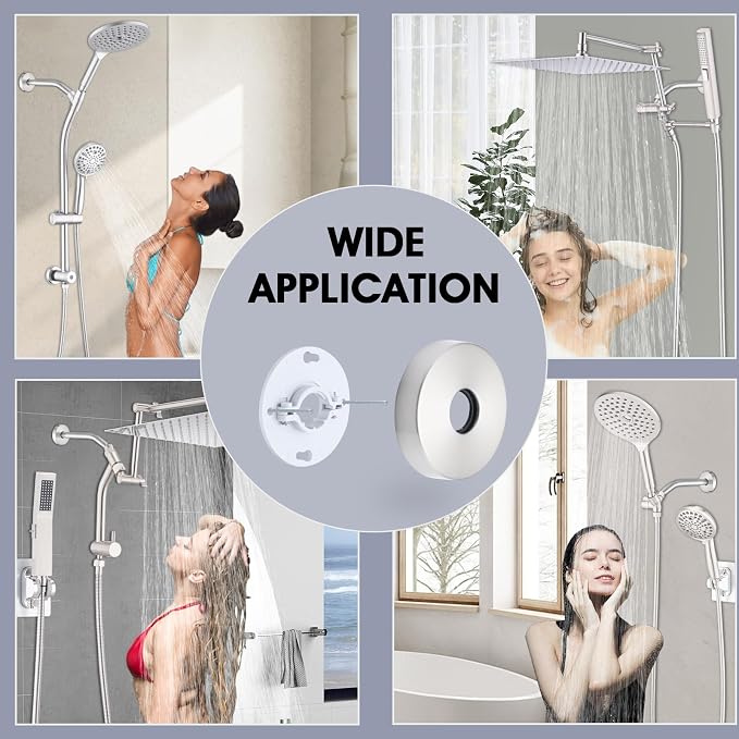 8 Inch Shower Arm with Flange and Stabilizer Bracket, Wall Mounted Shower Pipe - Image 6