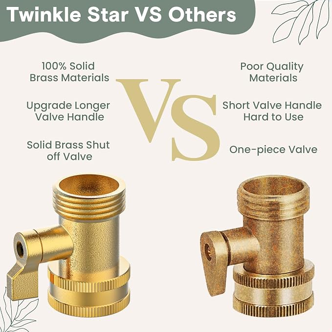 Twinkle Star Heavy-Duty Brass Adjustable Twist Hose Nozzle, High Pressure Hose - Image 3