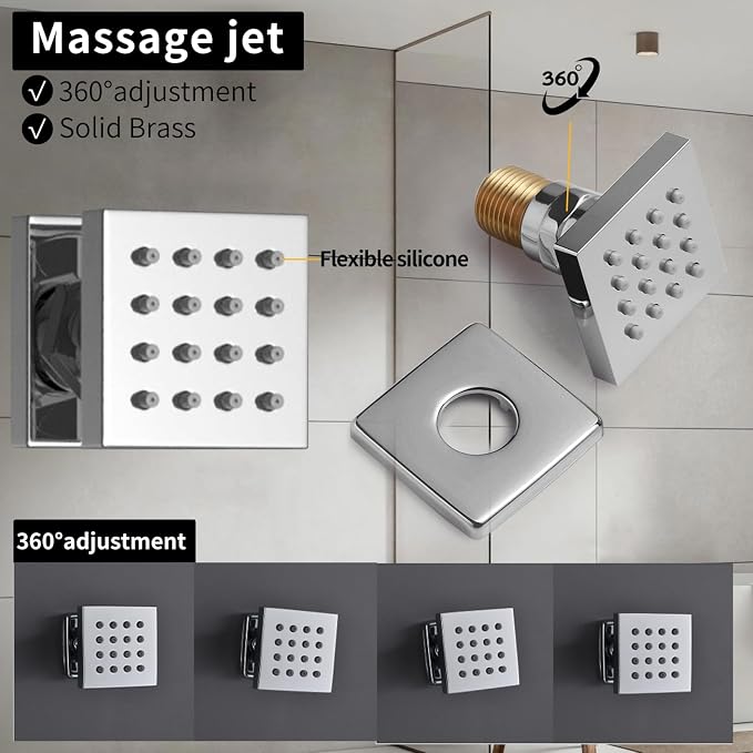 Bathroom shower system Ceiling 14x20 inch shower head, spray - Image 7
