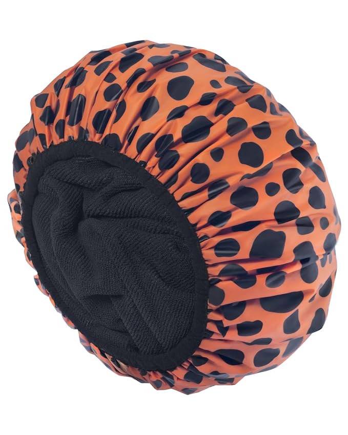 Auban Shower Cap, Shower Cap for Women Terry Cloth Lined EVA Exterior Reusable by Auban