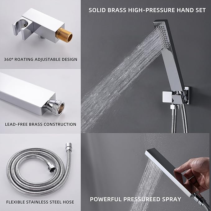 Polished Chrome 16X24 inch Ceiling Mounted Shower Head Set, Digital Display - Image 5