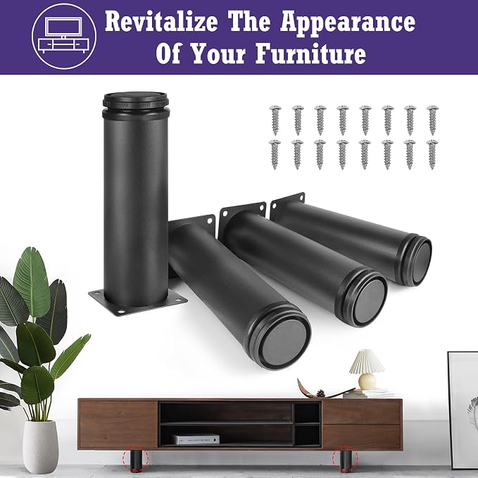 7 Inch Metal Furniture Legs Stainless Steel Adjustable Legs Black Metal Legs - Image 2