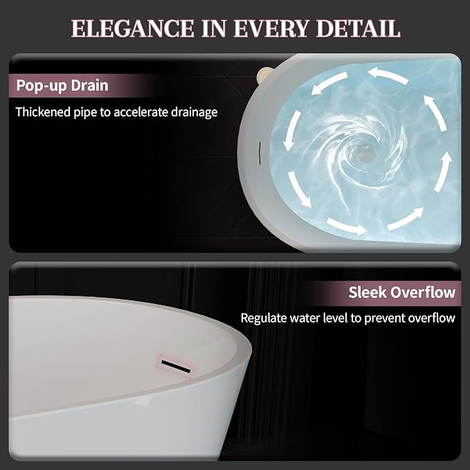 ABRUZZO 55" Acrylic Freestanding Bathtub - Image 8